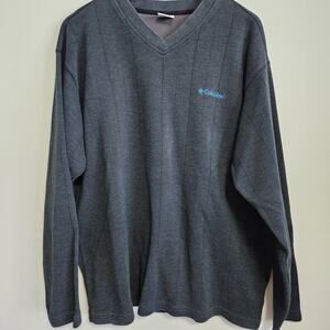 Columbia Men's Sweater Sz M Dark Gray Long Sleeve V-Neck Ribbed Pullover EUC